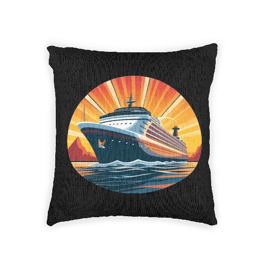 Cruise Ship Family Vacation, cruise, travel Woven Pillows
