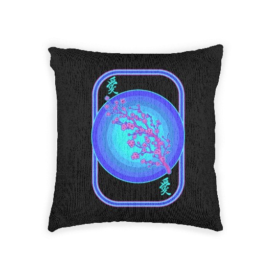 Cherry Blossom Woven Pillows, Vaporwave Sakura Flowers