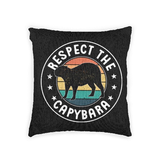 Retro Respect The Capybara Capybara Lover Meme Woven Pillows