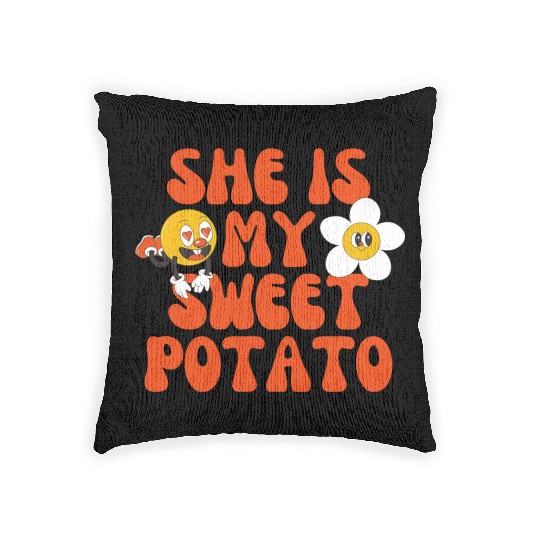 she is my sweet potato Woven Pillows