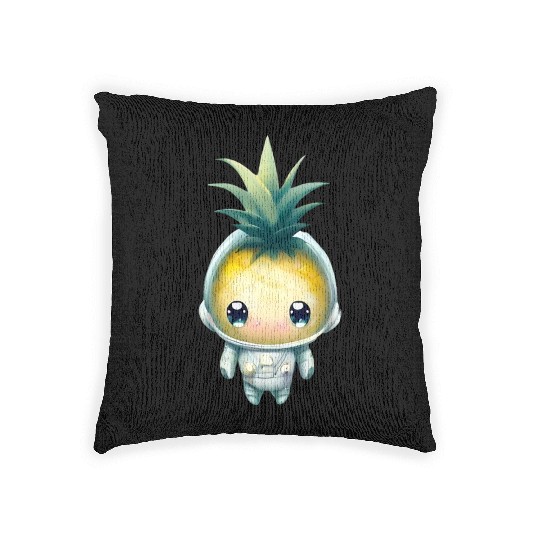 Kawaii astronauts pineapple Woven Pillows