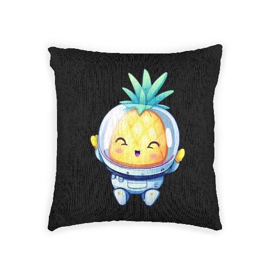 Kawaii astronauts pineapple Woven Pillows