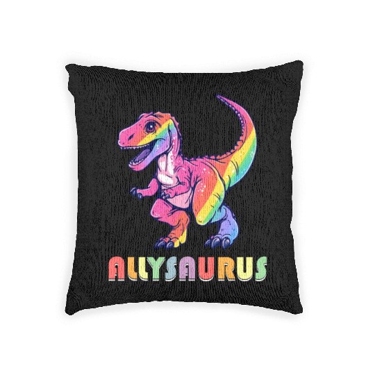 Allysaurus LGBT Transgender Dino Rainbow Lesbian Woven Pillows