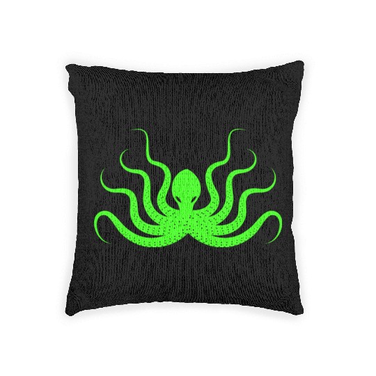 Menace Octopus Neon Green Woven Pillows