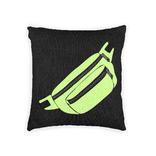 Lime Green Fanny Pack Illustration Woven Pillows