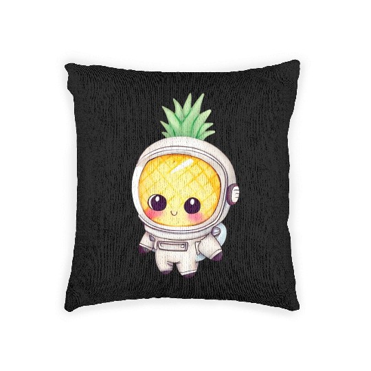 Kawaii astronauts pineapple Woven Pillows