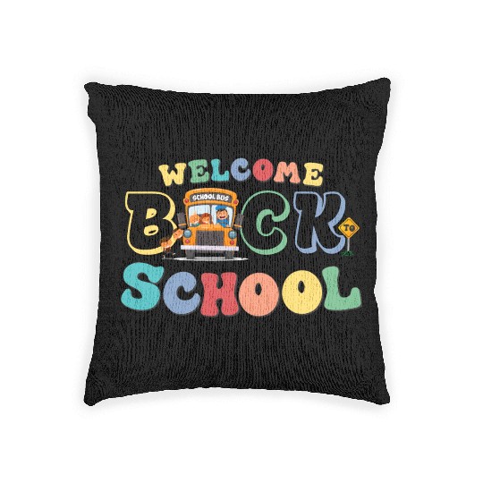 Welcome Back to School for Cute Funny School Bus Woven Pillows