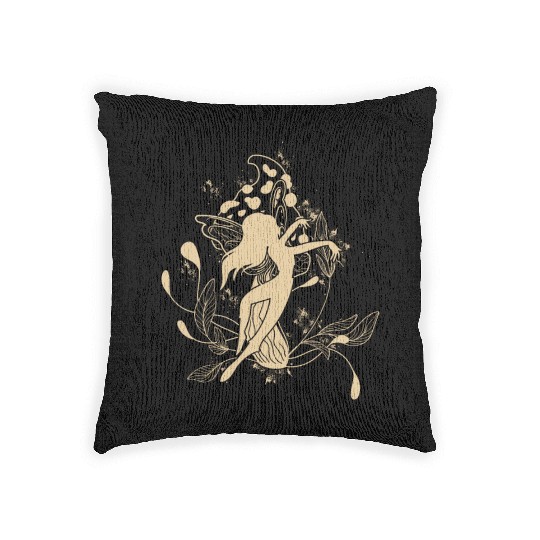 Fairy Woven Pillows, Fairycore Dancing Fairy Mushroom