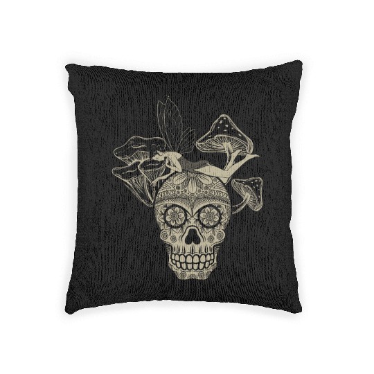 Fairy Woven Pillows, Fairycore Skull Skeleton And