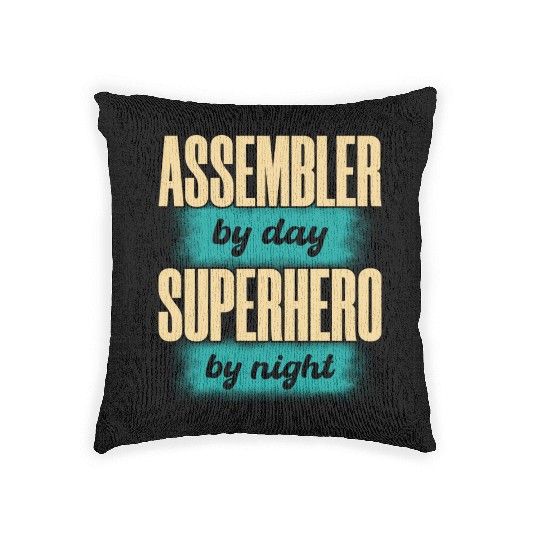 Assembler By Day Superhero By Night green Woven Pillows