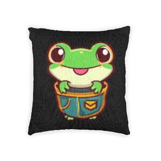 Frog in the bag Woven Pillows