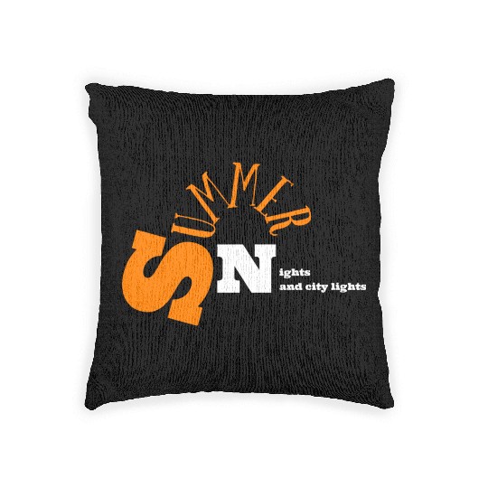 Summer nights and city lights Woven Pillows