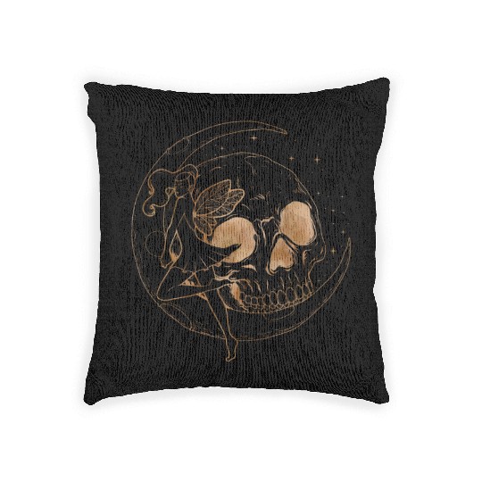 Fairy Woven Pillows, Fairycore Skull Skeleton And Moon
