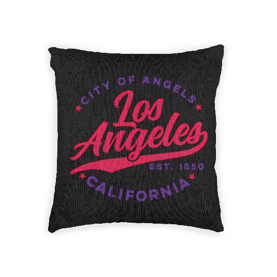 Los Angeles City Of Angels California Red Text Woven Pillows