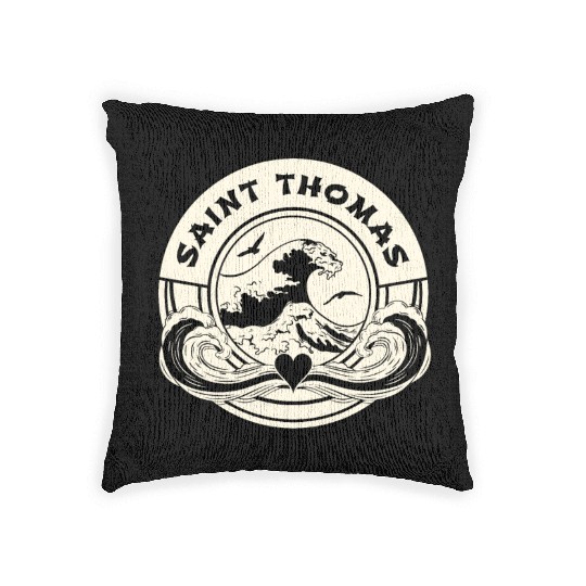 St Thomas Caribbean Sea Japanese Style Waves Woven Pillows