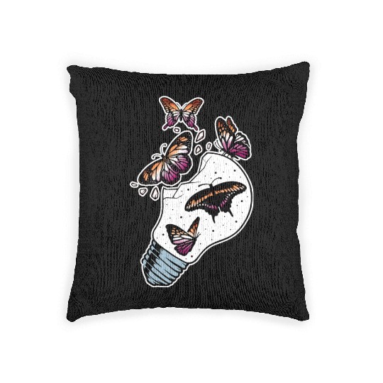 LGBTQ Butterflies in Lesbian Flag Colors Woven Pillows