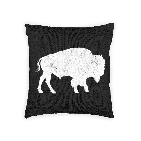 Distressed Buffalo Bison Animal Woven Pillows
