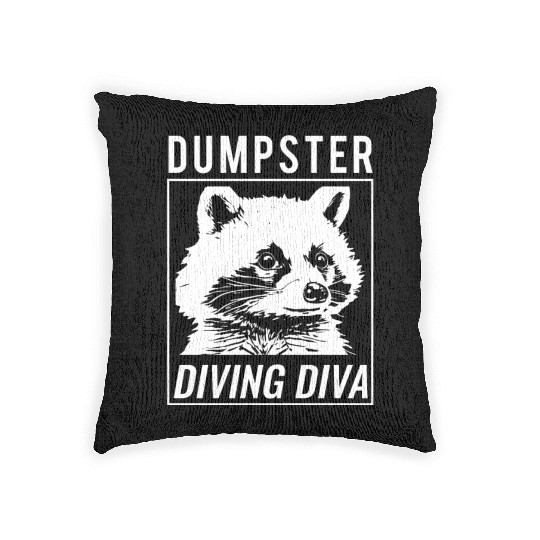 Raccoon Lover Trash Picking Dumpster Diving Trash Woven Pillows
