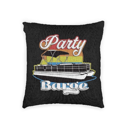 Pontoon Boat Retro Party Barge Lake Life Woven Pillows