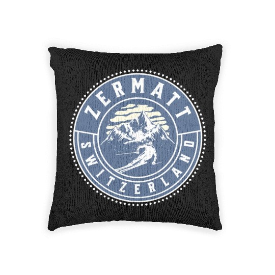 Zermatt Switzerland Vintage Skiing Woven Pillows