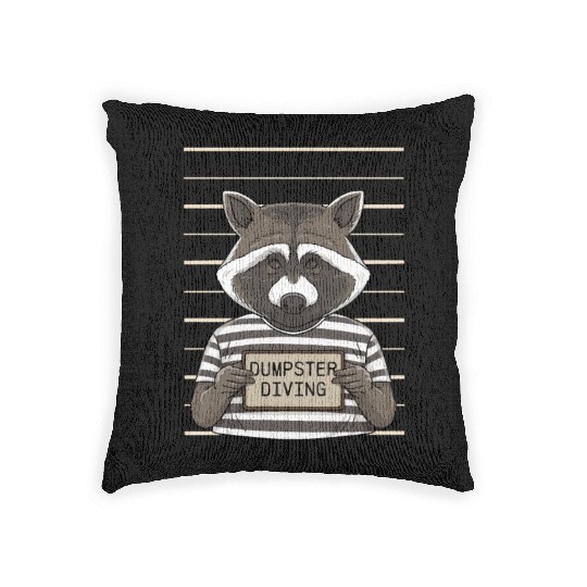 Raccoon Lover Trash Picking Dumpster Diving Trash Woven Pillows