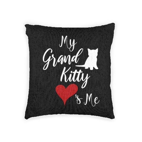 My Grandkitty Loves Me Grandma Of Cats Or Kittens Woven Pillows