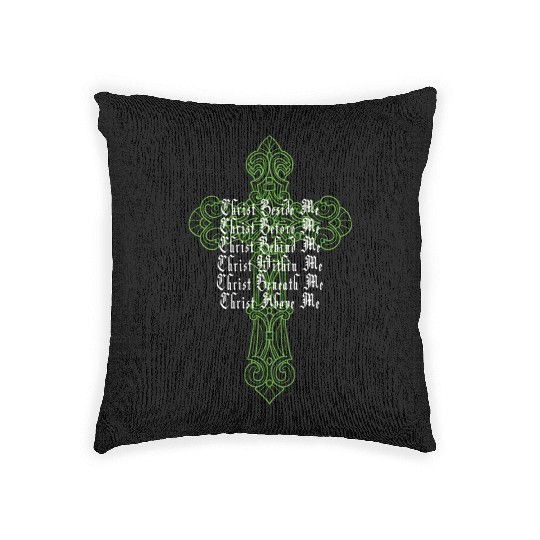 St Patrick's Day Celtic Cross Prayer Christian Att Woven Pillows
