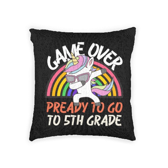 Game over ready to go to 5th grade, back to school Woven Pillows