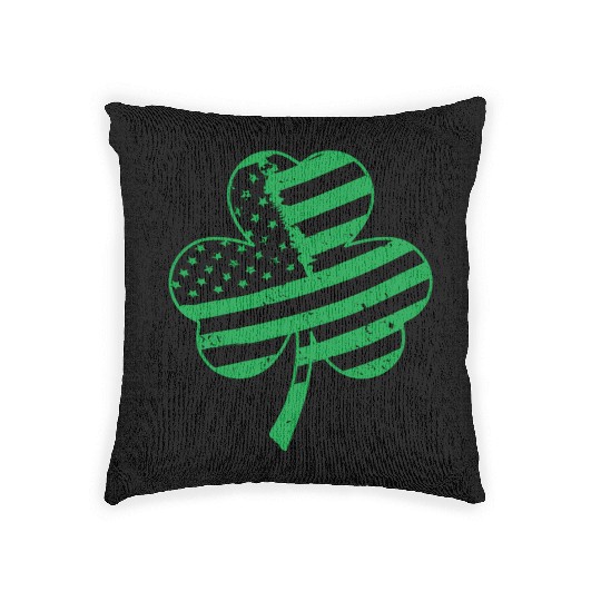Irish American Flag Shamrock For Woven Pillows