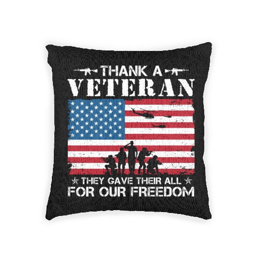 US Army Thank A Veteran American Flag Woven Pillows