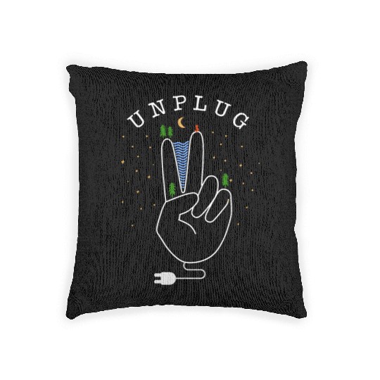 Unplug - nature, forest and mountains Woven Pillows