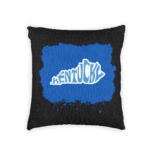 Kentucky Typography Sticker in State Shape Woven Pillows