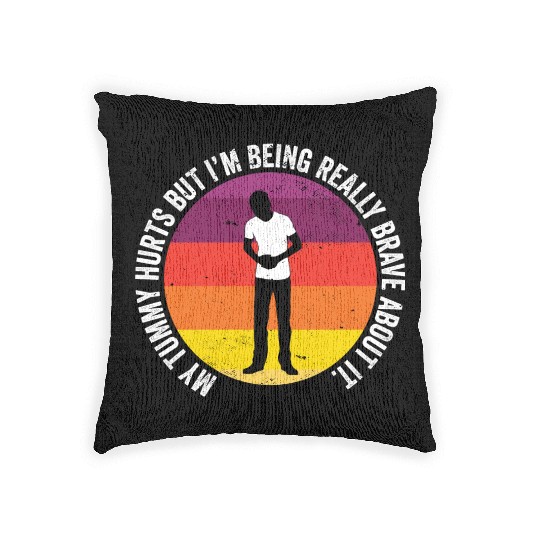 Funny Tummy Ache Survivor My Tummy Hurts Food Woven Pillows