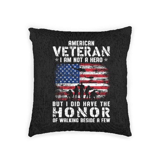 US Army Veteran American Veteran Flag Woven Pillows