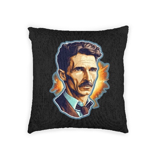 Nikola Tesla Physics Nerd Geek Natural Sciences Woven Pillows