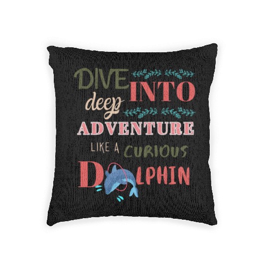 Curious Dolphin: Diving into the Deep Adventure Woven Pillows