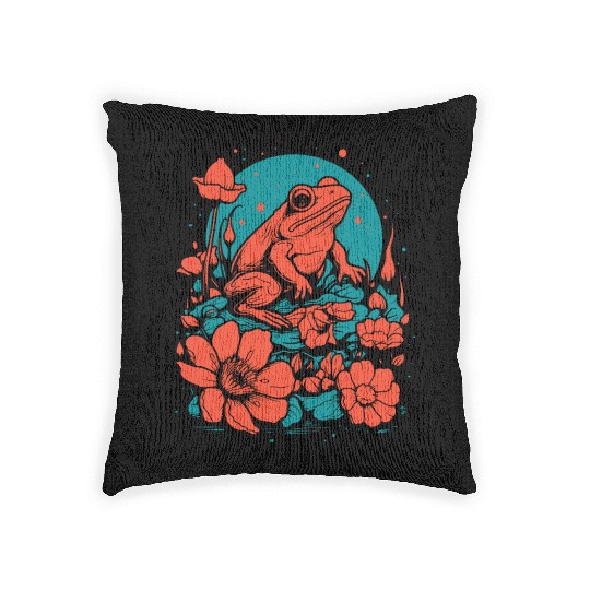 Goth Poison Frog Goblincore Fairycore Floral Frogs Woven Pillows