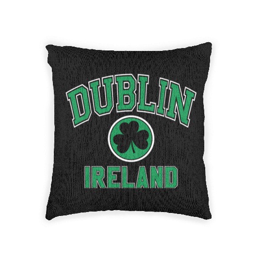 Dublin Varsity Style Shamrock Green Print Woven Pillows