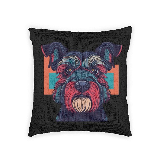 Retro Schnauzer Portrait Woven Pillows