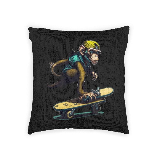 Monkey on a Skateboard Woven Pillows