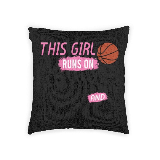 This Girl Runs On Jesus and basketball Woven Pillows