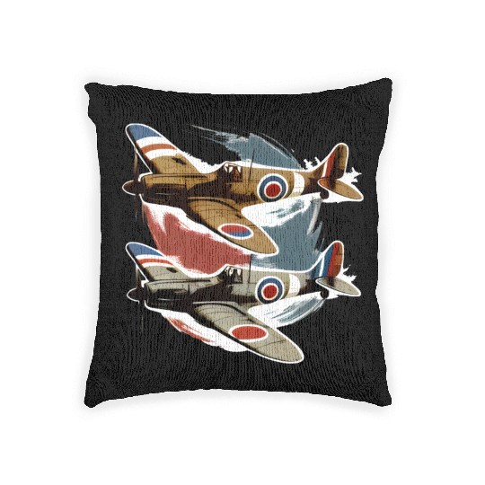 Pilot Spitfire Airplane Aviator Military Woven Pillows