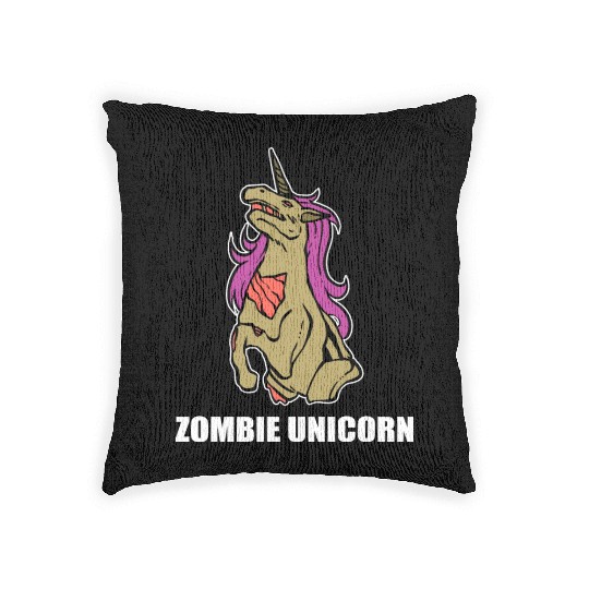 Zombie Unicorn Funny Cowboy Gift Woven Pillows