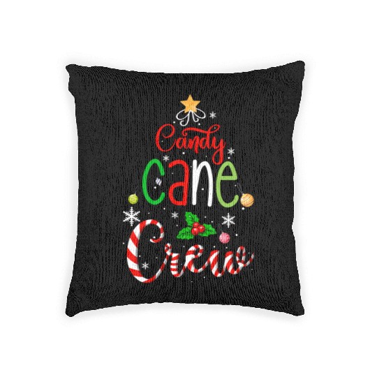 Candy Cane Crew Funny Christmas Candy Lover X Mas Woven Pillows