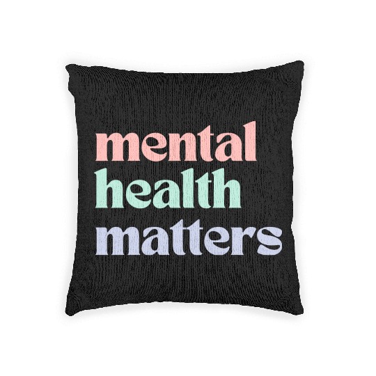 Mental Health Matters | Retro Quote Pastel Rainbow Woven Pillows