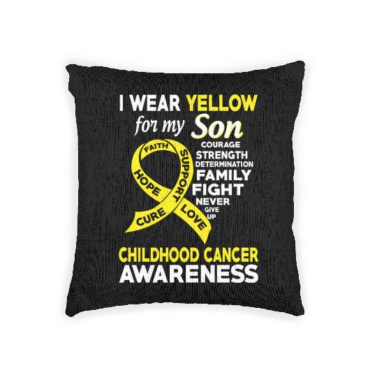 I Wear Yellow For My Son Childhood Cancer Woven Pillows
