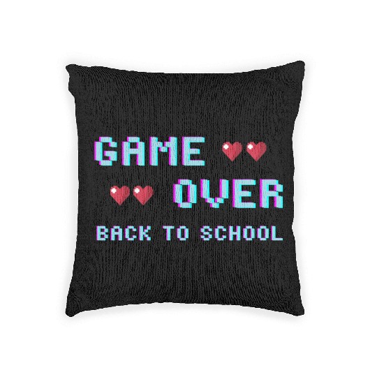 game over back to school Woven Pillows