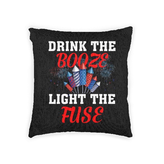 Light The Fuse Fireworks Funny Fourth 4th Of July Woven Pillows