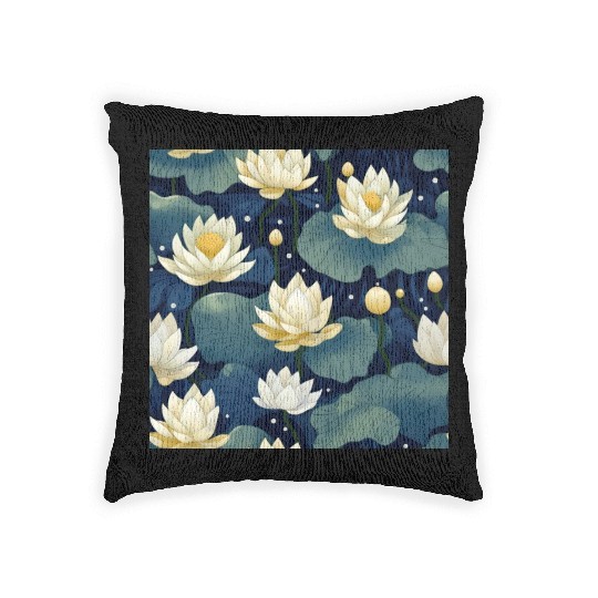 Serenity Blooms: Timeless Lotus Pattern Woven Pillows