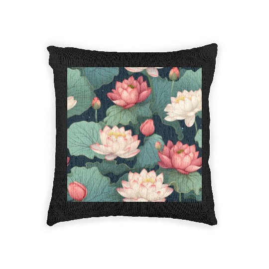 Serenity Blooms: Timeless Lotus Pattern Woven Pillows